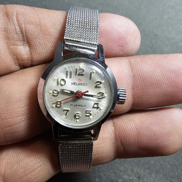 Vintage Helbros 17 Jewels Ladies Mechanical Wind Up Watch Working Silver Tone wo - Picture 1 of 9